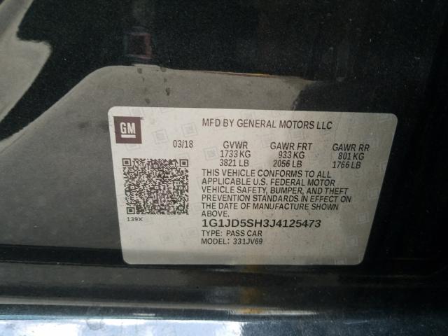 Photo 9 VIN: 1G1JD5SH3J4125473 - CHEVROLET SONIC LT 