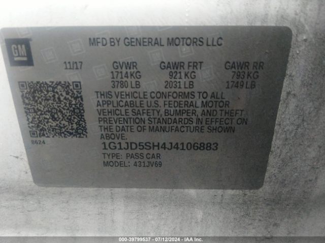 Photo 8 VIN: 1G1JD5SH4J4106883 - CHEVROLET SONIC 