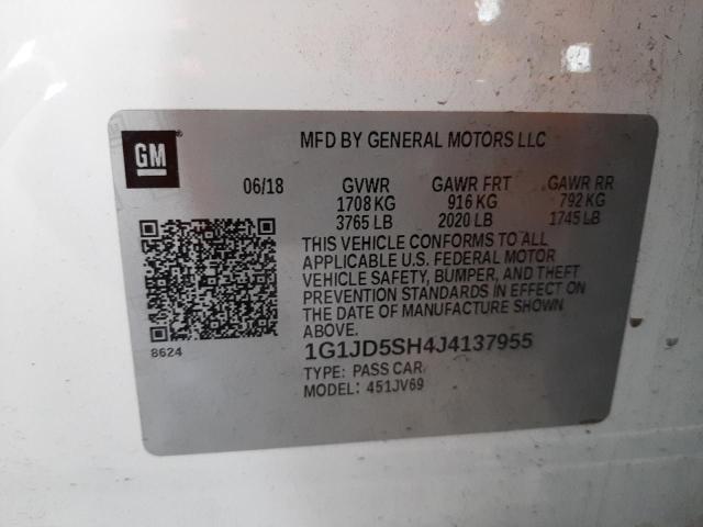 Photo 9 VIN: 1G1JD5SH4J4137955 - CHEVROLET SONIC LT 