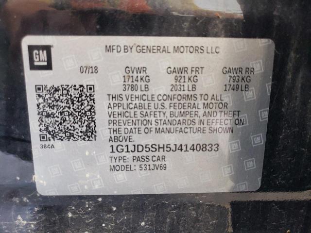 Photo 11 VIN: 1G1JD5SH5J4140833 - CHEVROLET SONIC LT 