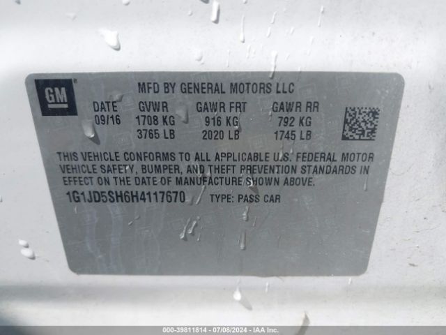 Photo 8 VIN: 1G1JD5SH6H4117670 - CHEVROLET SONIC 