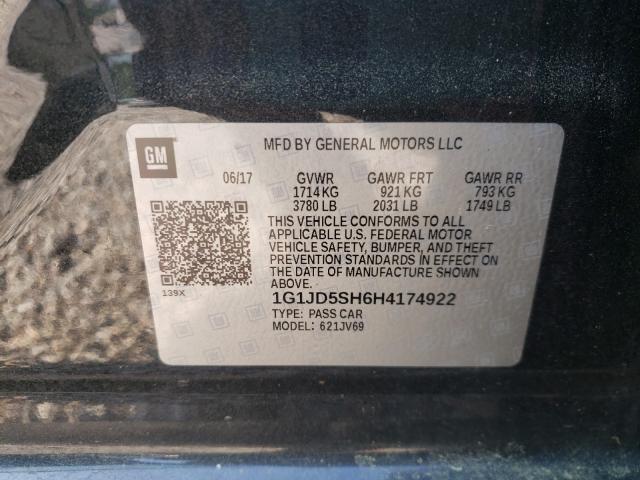 Photo 9 VIN: 1G1JD5SH6H4174922 - CHEVROLET SONIC LT 