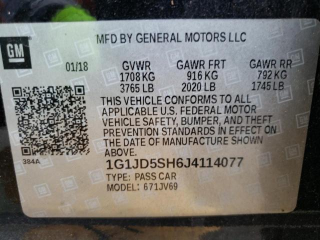 Photo 11 VIN: 1G1JD5SH6J4114077 - CHEVROLET SONIC LT 