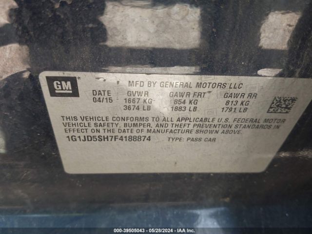 Photo 8 VIN: 1G1JD5SH7F4188874 - CHEVROLET SONIC 