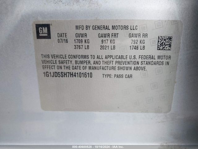 Photo 8 VIN: 1G1JD5SH7H4101610 - CHEVROLET SONIC 