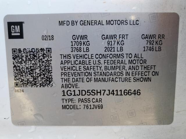 Photo 11 VIN: 1G1JD5SH7J4116646 - CHEVROLET SONIC 