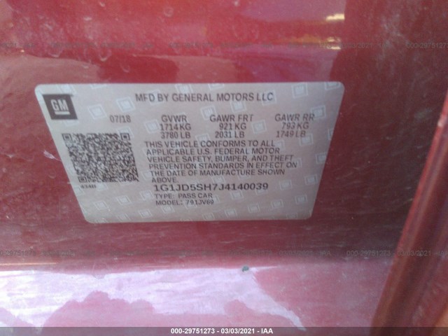 Photo 8 VIN: 1G1JD5SH7J4140039 - CHEVROLET SONIC 