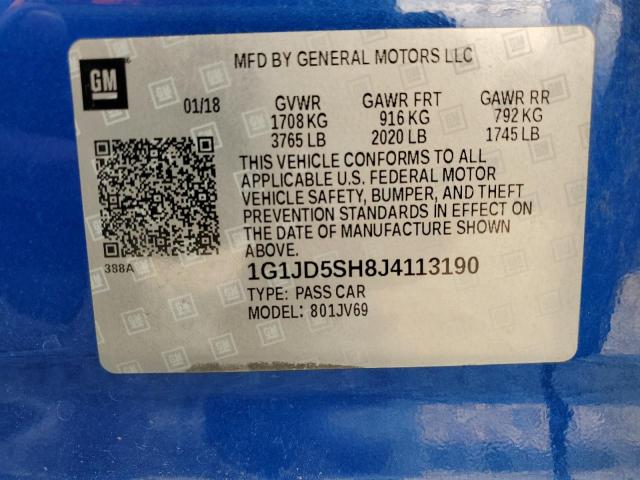 Photo 12 VIN: 1G1JD5SH8J4113190 - CHEVROLET SONIC LT 