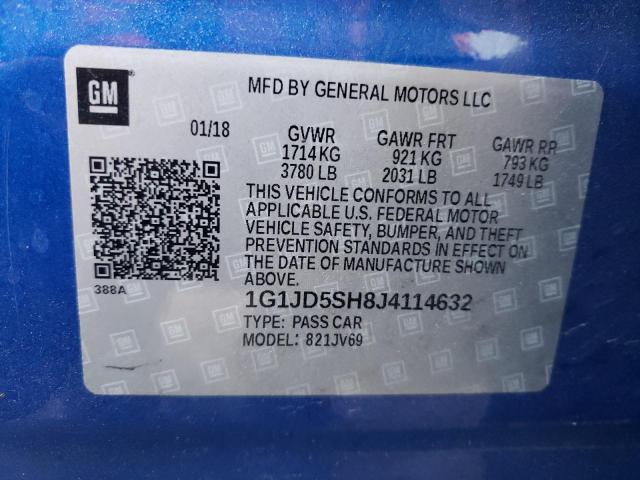 Photo 11 VIN: 1G1JD5SH8J4114632 - CHEVROLET SONIC LT 