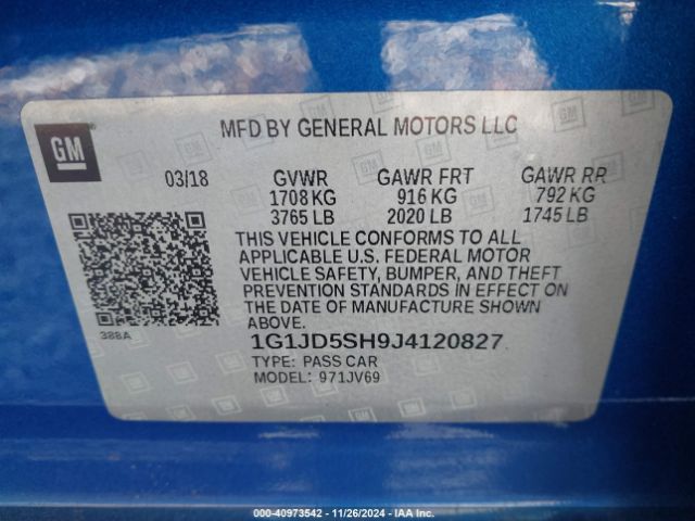 Photo 8 VIN: 1G1JD5SH9J4120827 - CHEVROLET SONIC 