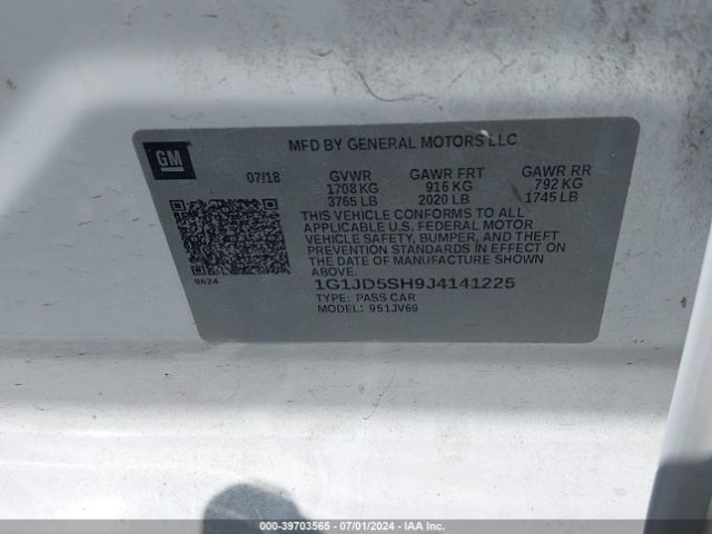 Photo 8 VIN: 1G1JD5SH9J4141225 - CHEVROLET SONIC 