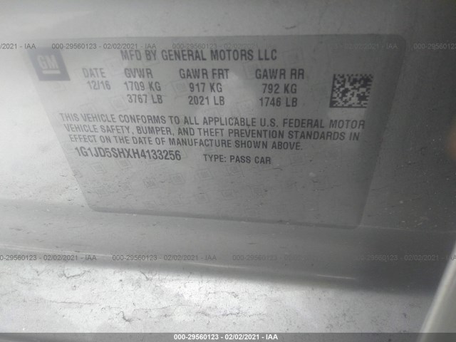 Photo 8 VIN: 1G1JD5SHXH4133256 - CHEVROLET SONIC 