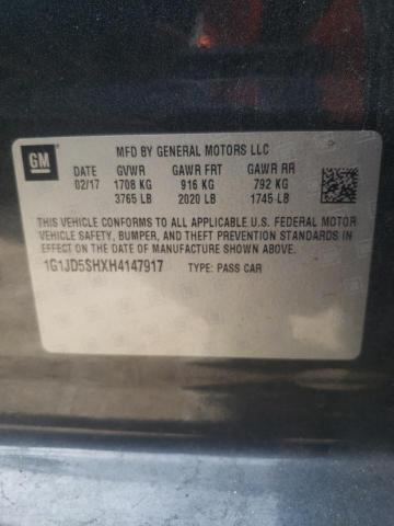 Photo 9 VIN: 1G1JD5SHXH4147917 - CHEVROLET SONIC LT 