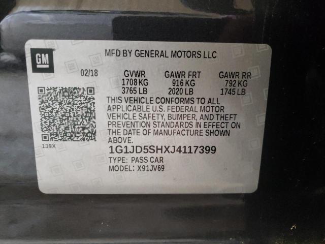 Photo 9 VIN: 1G1JD5SHXJ4117399 - CHEVROLET SONIC LT 