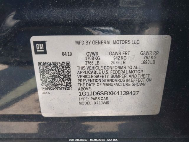 Photo 8 VIN: 1G1JD6FBXK4139437 - CHEVROLET SONIC 