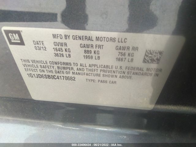 Photo 8 VIN: 1G1JD6SB0C4170682 - CHEVROLET SONIC 