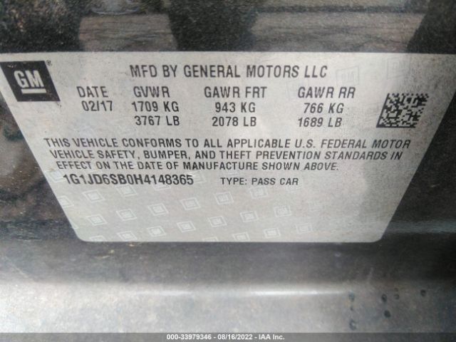 Photo 8 VIN: 1G1JD6SB0H4148365 - CHEVROLET SONIC 