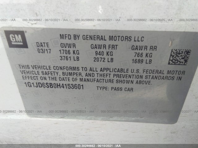 Photo 8 VIN: 1G1JD6SB0H4153601 - CHEVROLET SONIC 