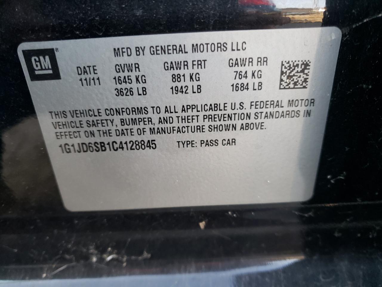 Photo 11 VIN: 1G1JD6SB1C4128845 - CHEVROLET SONIC 