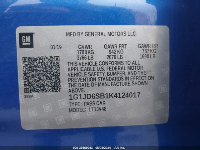 Photo 8 VIN: 1G1JD6SB1K4124017 - CHEVROLET SONIC 