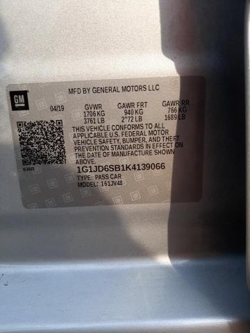 Photo 9 VIN: 1G1JD6SB1K4139066 - CHEVROLET SONIC LT 