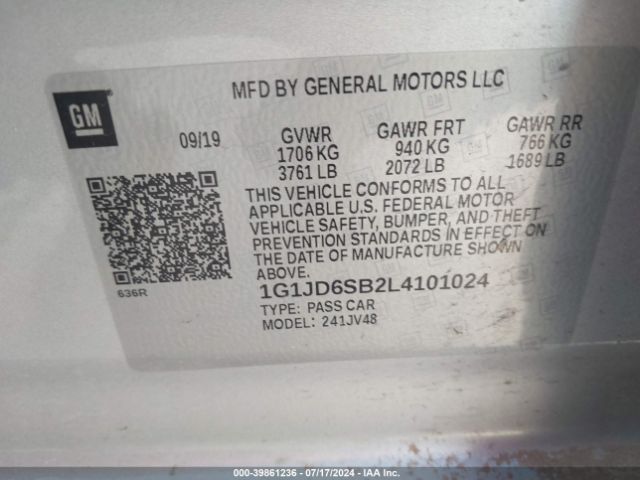 Photo 8 VIN: 1G1JD6SB2L4101024 - CHEVROLET SONIC 