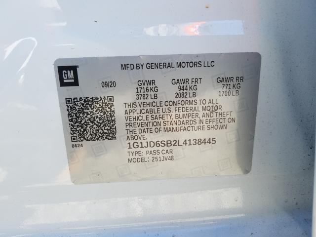 Photo 9 VIN: 1G1JD6SB2L4138445 - CHEVROLET SONIC LT 