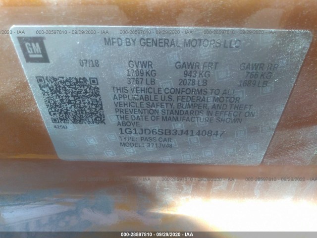 Photo 8 VIN: 1G1JD6SB3J4140847 - CHEVROLET SONIC 