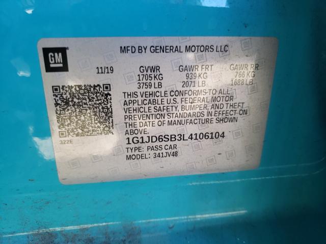 Photo 9 VIN: 1G1JD6SB3L4106104 - CHEVROLET SONIC LT 