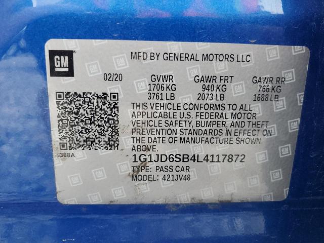 Photo 12 VIN: 1G1JD6SB4L4117872 - CHEVROLET SONIC 