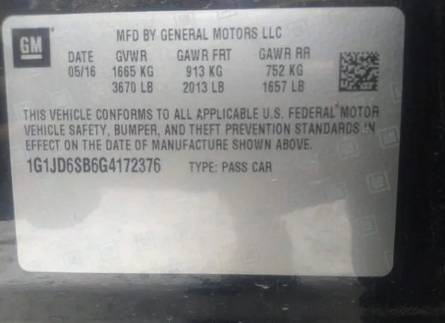 Photo 8 VIN: 1G1JD6SB6G4172376 - CHEVROLET SONIC 