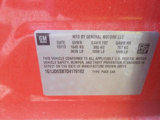 Photo 9 VIN: 1G1JD6SB7D4178182 - CHEVROLET SONIC LT 