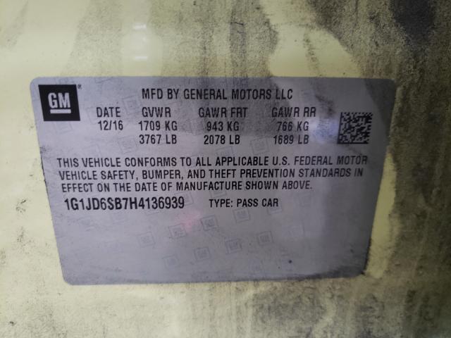 Photo 9 VIN: 1G1JD6SB7H4136939 - CHEVROLET SONIC LT 