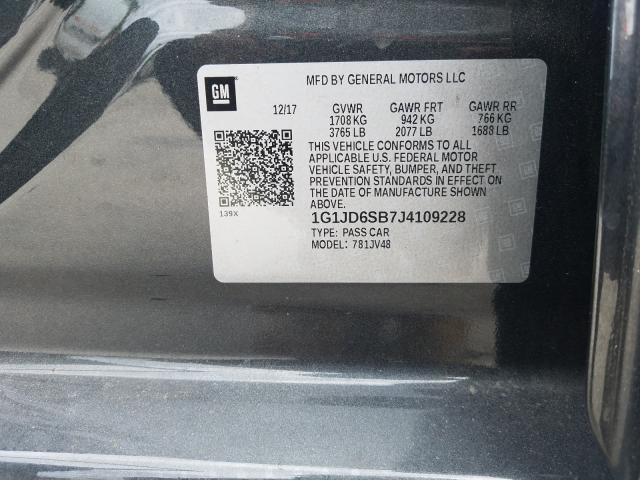 Photo 9 VIN: 1G1JD6SB7J4109228 - CHEVROLET SONIC LT 