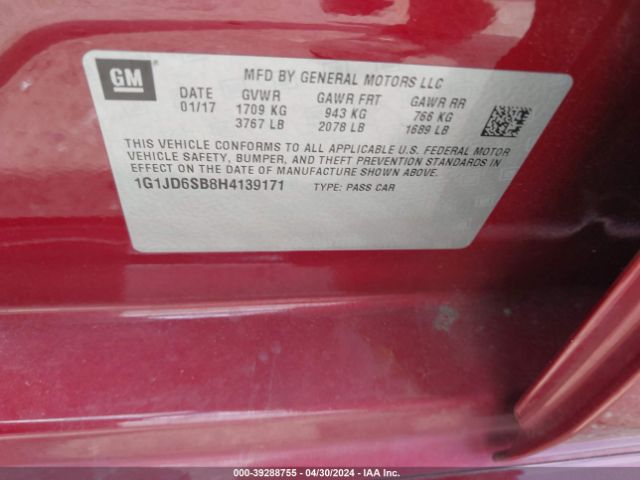 Photo 8 VIN: 1G1JD6SB8H4139171 - CHEVROLET SONIC 