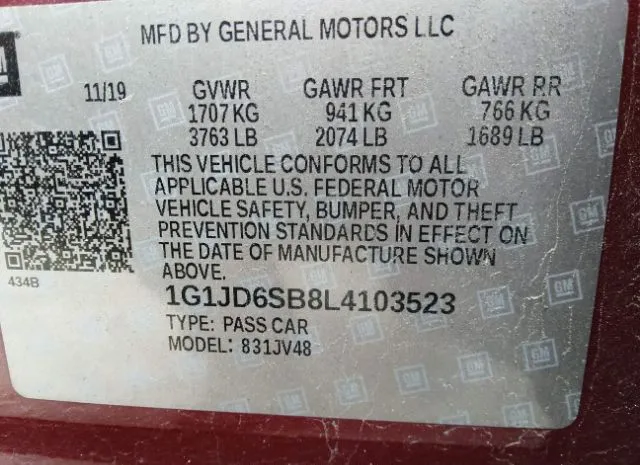 Photo 8 VIN: 1G1JD6SB8L4103523 - CHEVROLET SONIC 