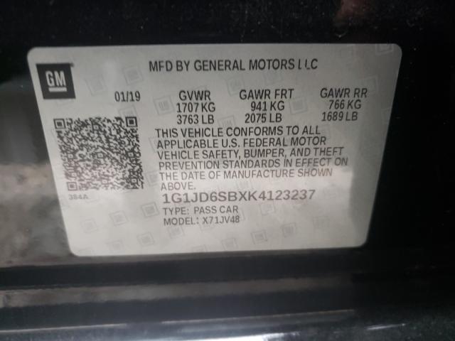 Photo 9 VIN: 1G1JD6SBXK4123237 - CHEVROLET SONIC LT 