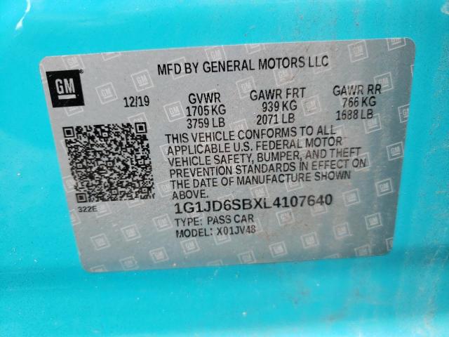 Photo 9 VIN: 1G1JD6SBXL4107640 - CHEVROLET SONIC LT 