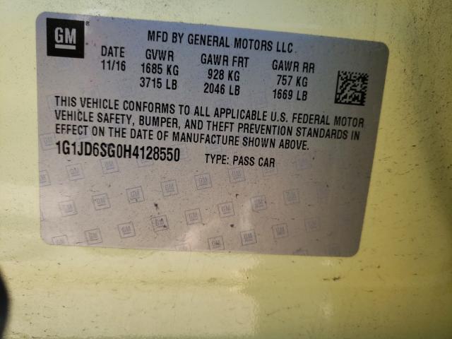 Photo 9 VIN: 1G1JD6SG0H4128550 - CHEVROLET SONIC LT 