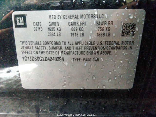 Photo 8 VIN: 1G1JD6SG2D4248294 - CHEVROLET SONIC 