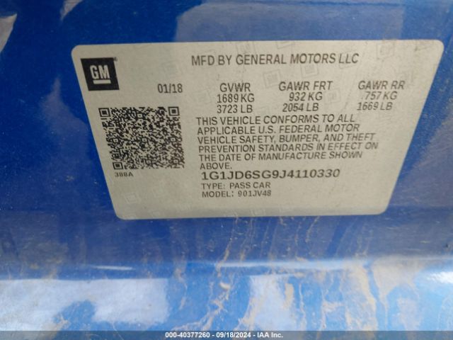 Photo 8 VIN: 1G1JD6SG9J4110330 - CHEVROLET SONIC 