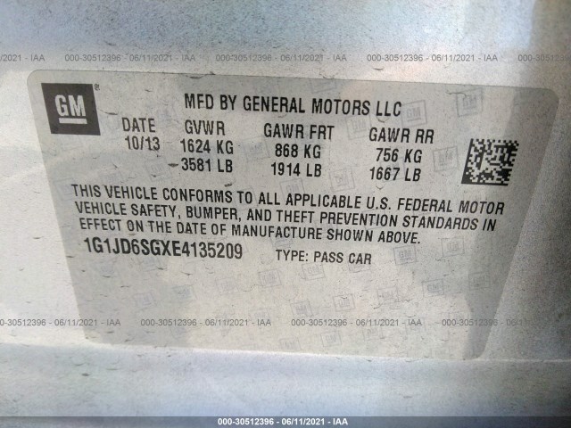 Photo 8 VIN: 1G1JD6SGXE4135209 - CHEVROLET SONIC 