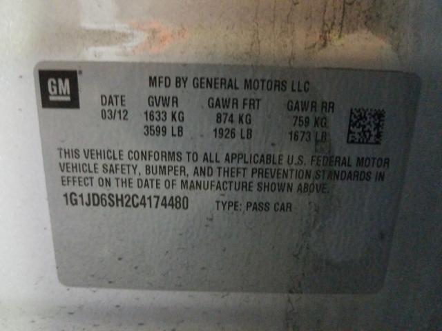 Photo 9 VIN: 1G1JD6SH2C4174480 - CHEVROLET SONIC LT 