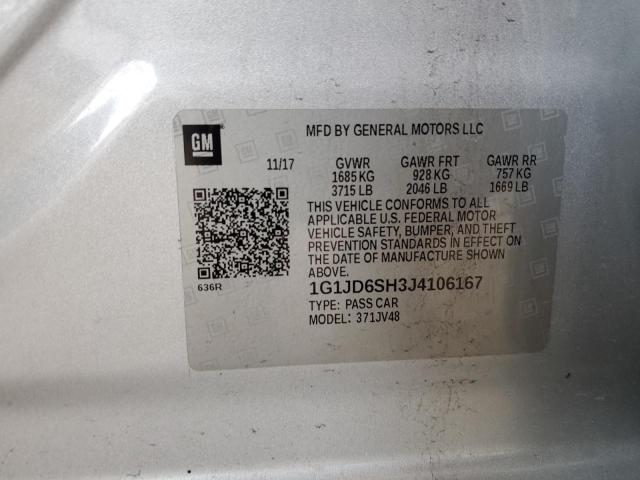 Photo 11 VIN: 1G1JD6SH3J4106167 - CHEVROLET SONIC LT 