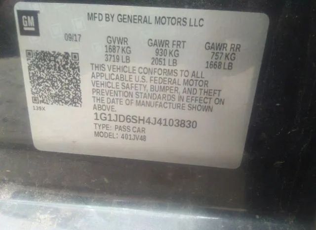 Photo 8 VIN: 1G1JD6SH4J4103830 - CHEVROLET SONIC 