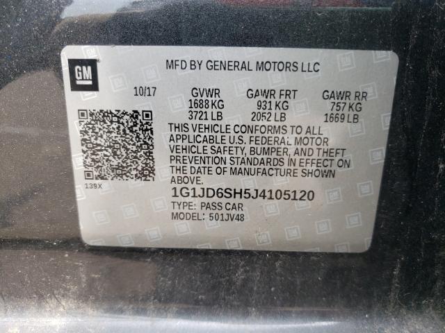 Photo 9 VIN: 1G1JD6SH5J4105120 - CHEVROLET SONIC LT 