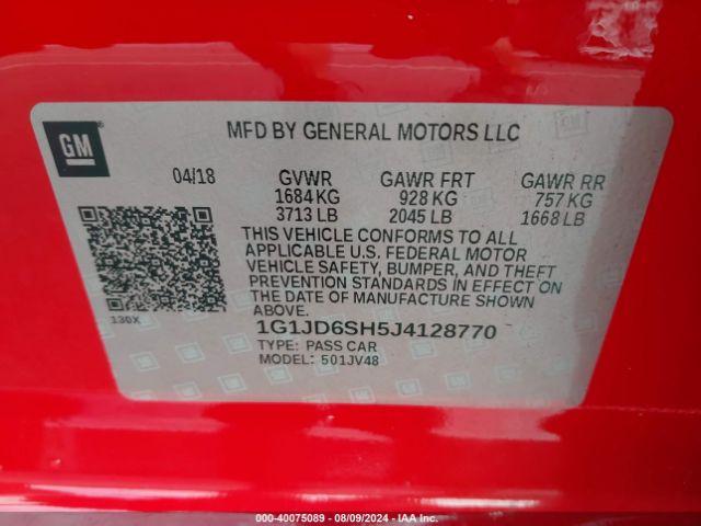 Photo 8 VIN: 1G1JD6SH5J4128770 - CHEVROLET SONIC 