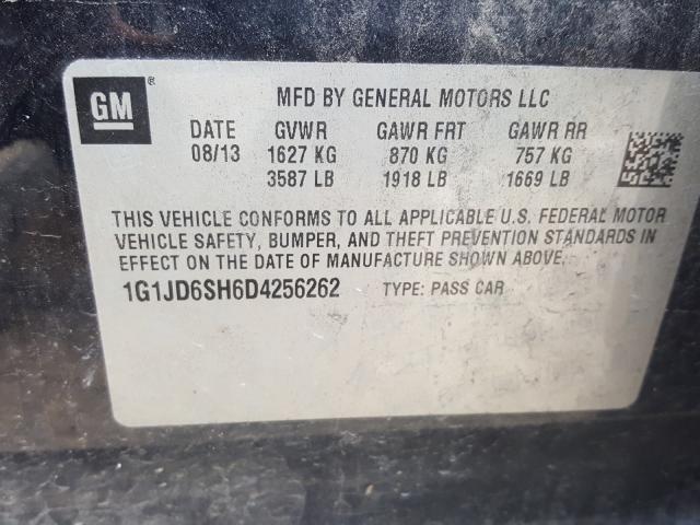 Photo 9 VIN: 1G1JD6SH6D4256262 - CHEVROLET SONIC LT 