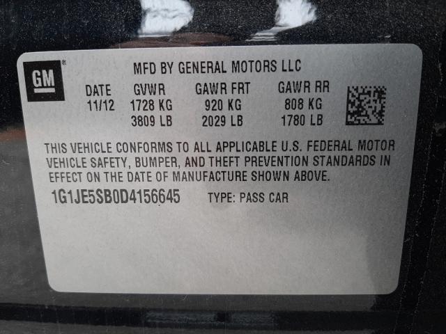 Photo 9 VIN: 1G1JE5SB0D4156645 - CHEVROLET SONIC LTZ 