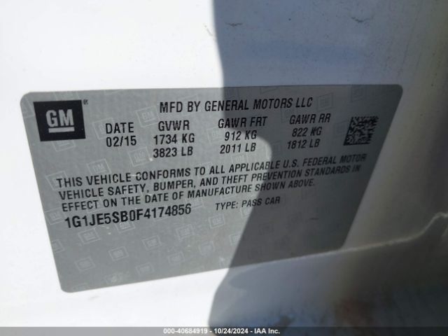 Photo 8 VIN: 1G1JE5SB0F4174856 - CHEVROLET SONIC 